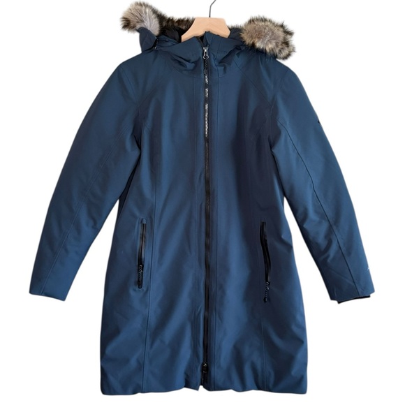 Eddie Bauer Women's Sz Medium Olympia Waterproof Down Hooded Stadium Coat - Picture 2 of 10